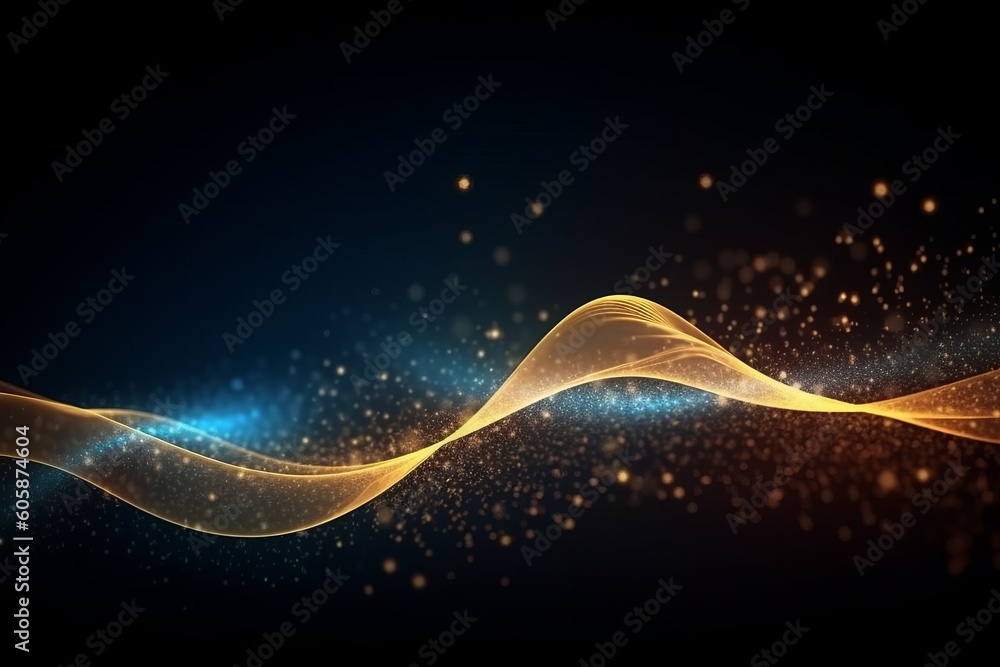 Poster luminous futuristic motion: abstract waves of data in a neon sci-fi wallpaper, generative ai.