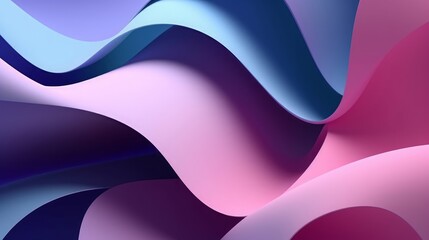 3d render, abstract background with paper waves, modern wallpaper with pink blue violet blue wavy folds, Generative AI