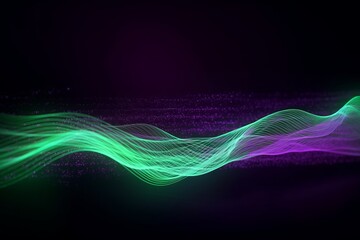 Naklejka premium Luminous Futuristic Motion: Abstract Waves of Data in a Neon Sci-Fi Wallpaper, Generative AI.