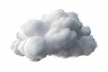 3d render of realistic white cloud isolated on transparent background, Generative AI