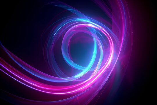 3d render, abstract neon background with glowing pink blue curvy lines, vivid spiral vortex. Fantastic energy wallpaper, Generative AI