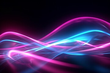 Rapid Data Flow: Neon Abstract Waves Creating a Futuristic Sci-Fi Atmosphere, Generative AI.