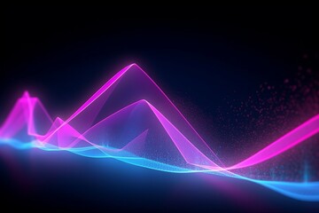 Naklejka na ściany i meble Abstract Speed of Light: Neon Waves Conveying Data in a Futuristic Sci-Fi Background, Generative AI.