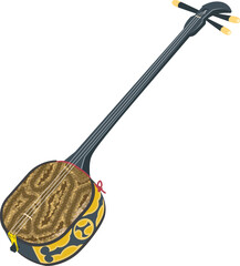 沖縄県伝統工芸の弦楽器さんしんのイメージイラスト