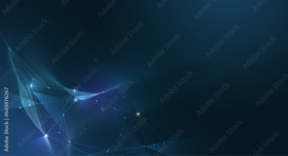 Aufkleber vector molecule, network connected lines with dots, technology on blue background. abstract internet