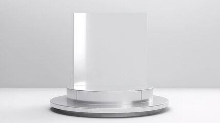 3D rendering silver base with modern neon stand for product presentation. Generative AI.