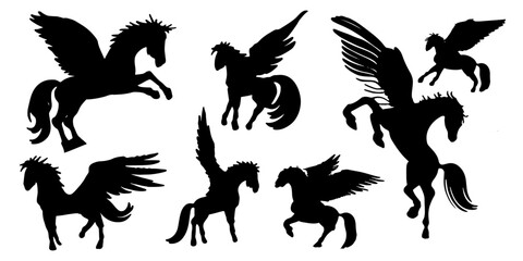 Naklejka premium pegasus silhouettes