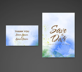 Wedding invitation with abstract watercolor background