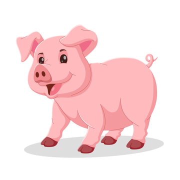 Happy pig cartoon character. cute pig cartoon isolated on white background. Vector illustration