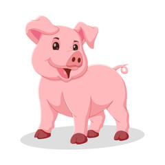Obraz na płótnie Canvas Happy pig cartoon character. cute pig cartoon isolated on white background. Vector illustration