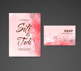 Wedding invitation with abstract watercolor background