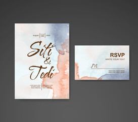 Wedding invitation with abstract watercolor background