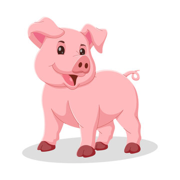 Happy pig cartoon character. cute pig cartoon isolated on white background. Vector illustration