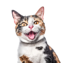 a Calico cat, portrait, side and 3/4 view, fluffyl and furry pet, Pet-themed, photorealistic illustrations in a PNG, cutout, and isolated. Generative AI