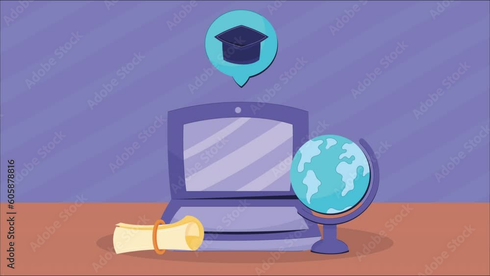 Poster laptop computer with icon animation