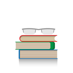 Simple book and eye glass on the desk