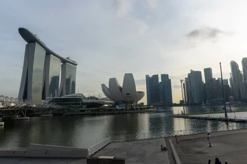 Fototapete Helix-Brücke Marina Bay sands in Singapore.