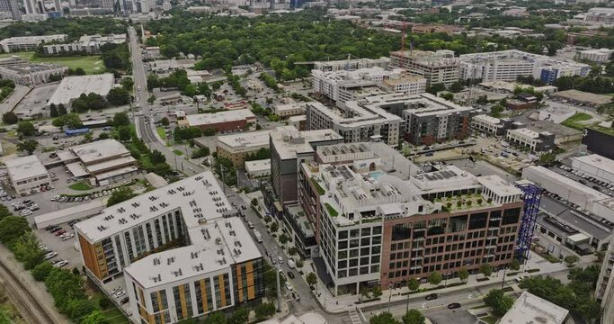 Atlanta Georgia Aerial v861 birds eye view, flyover Home Park capturing Howell Mill road and buildings in commercial and residential neighborhood from above - Shot with Mavic 3 Cine - August 2022