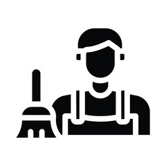 cleaning staff glyph icon illustration vector graphic