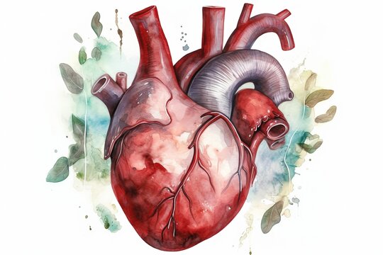design for Heart. Realistic watercolor illustration. Human organ illustration isolated on white background generative ai