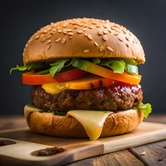  hamburger with a luxurious presentation and looks delicious, ai generated