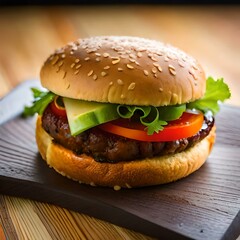  hamburger with a luxurious presentation and looks delicious, ai generated