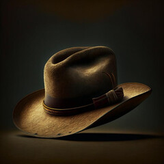 brown cowboy hat on a black