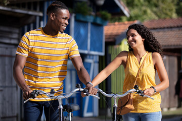 couple on cycle ride in countryside