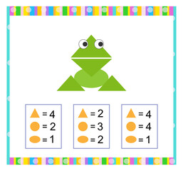 Math game for children. Need to find the correct answer. Practice worksheet.