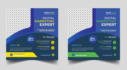 Digital marketing banner design template. Digital business marketing social media post template. Social media banner design template. Social media post design. Social media bundle design