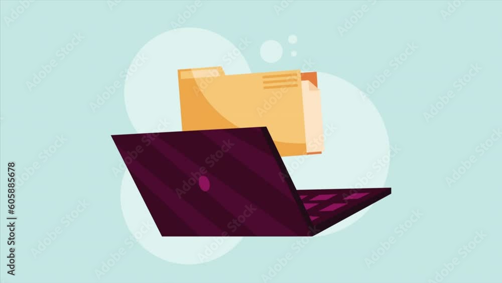 Poster laptop with folder device animation