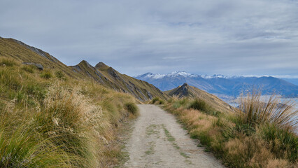Fototapeta na wymiar Hiking up Roys Peak in Wanaka, New Zealand