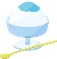 ガラスの器に入ったかき氷　ブルーハワイシロップ