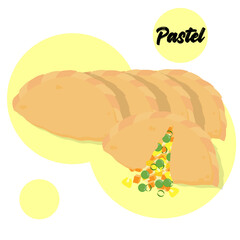 Indonesian traditional snack pastel with vegetables filling for menu illustration
