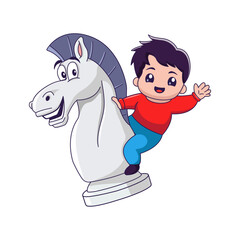 vector illustration of a boy on a chess piece