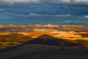 Butte Sunset Over Farmland