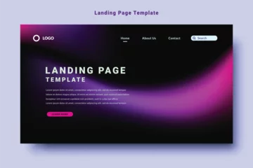 Fotobehang modern landing page template design, violet color gradation abstract fluid style background vector © Nustian Degraf