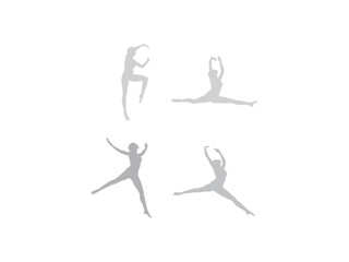 Ballerina silhouette ballet dance poses. Set Of Ballet Dancer Silhouettes. Dancers silhouettes - set of nine female figures - isolated on white background - vector