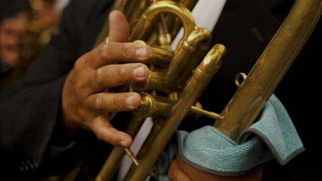 March Band During Semana Santa In Antigua, Guatemala. Close Up