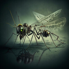 terrible mosquito close up