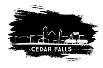 Obraz premium Cedar Falls Iowa City Skyline Silhouette. Hand Drawn Sketch. Business Travel and Tourism Concept with Modern Architecture.