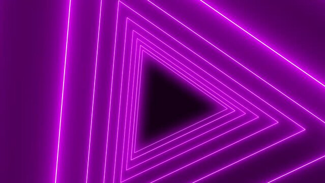 Video animation of many triangles in neon magenta on dark background. - abstract background - seamless loop