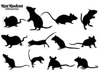 Mouse silhouette vector illustration set.