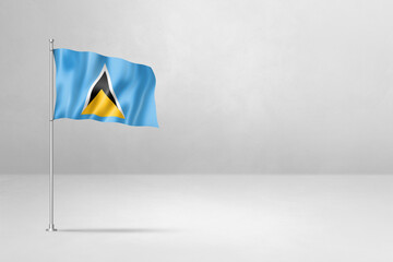 Saint Lucia flag isolated on white concrete wall background
