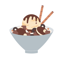 chocolate sweet food. ice cream snack shaved ice. simple vector illustration.