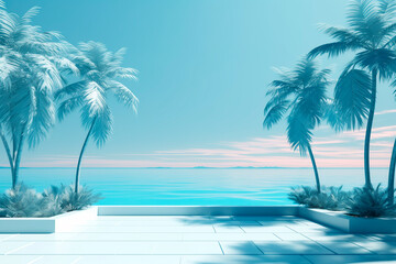 Fototapeta na wymiar tropical landscape with palm