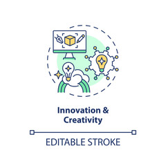 Innovation and creativity concept icon. Business idea. Problem solving. Creative thinking. Community spirit abstract idea thin line illustration. Isolated outline drawing. Editable stroke
