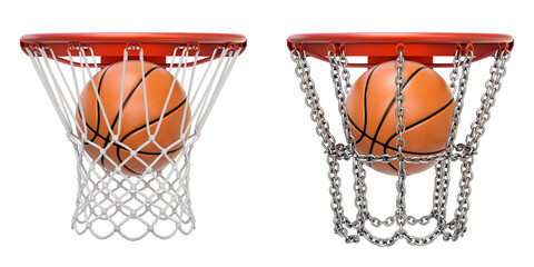 Basketball hoop with chains and net isolated on white background - 3D illustration © mipan