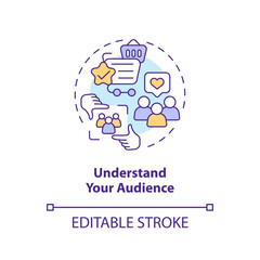 Understand your audience concept icon. Engaging content. Customer need. Connecting people. Build community abstract idea thin line illustration. Isolated outline drawing. Editable stroke