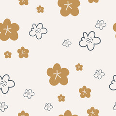 Boho flower seamless pattern, digital paper, for surface design, kids clothing, print
